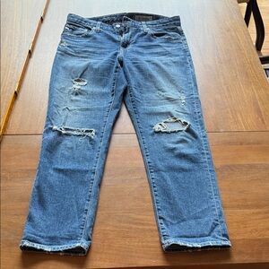 AG The Ex Boyfriend Slouchy Slim Distressed Blue Jeans size 28R